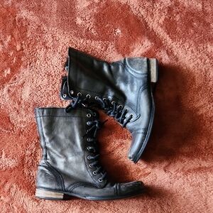 Steve Madden Troopa Black Leather Moto Boots